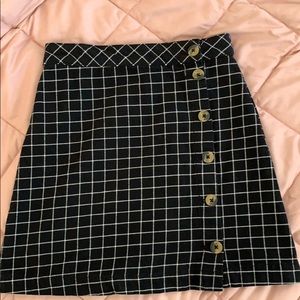 black and white mini skirt